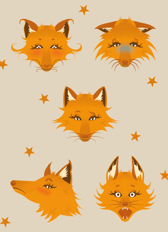 emojis renard réalisés sur Adobe Illustrator